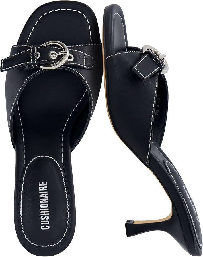 CUSHIONAIRE Belle Kitten Heels for Women with Buckle Accent, Comfortable Mule Dressy Womens Sanda... | Amazon (US)