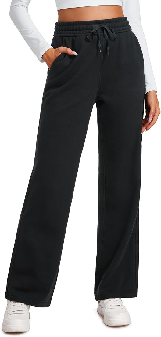 CRZ YOGA Cotton Fleece Lined Sweatpants Women 30" Straight Leg Casual Lounge Sweat Pants for Wome... | Amazon (US)