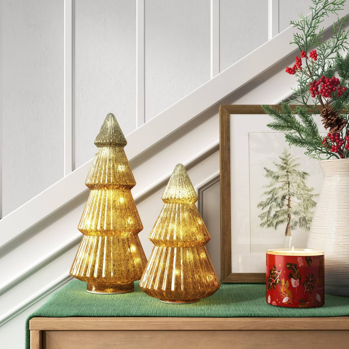 10.25" Battery Operated Lit Glass Christmas Tree Figurine - Wondershop™ | Target