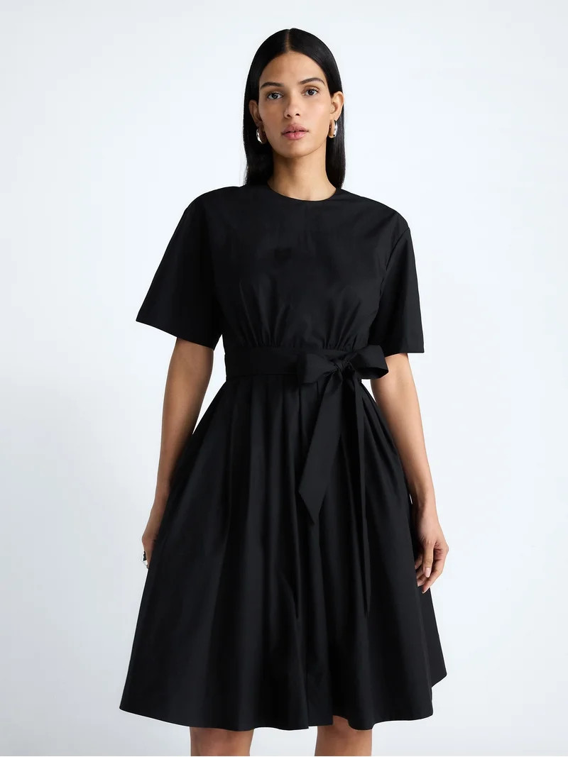 Devil Wears Prada Scoop Collection Women's and Women's Plus Cotton Tie-Waist Midi Dress, Sizes 0-... | Walmart (US)