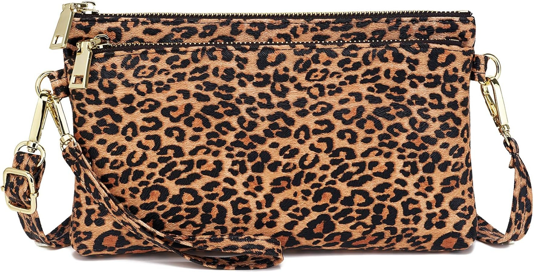 ZOOEASS Triple Zip Small Crossbody Bag Lightweight Purses Vegan Leather Wristlet Clutch, Includes... | Amazon (US)
