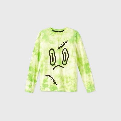 Boys' Tie-Dye Halloween Long Sleeve Graphic T-Shirt - art class™ White/Green | Target