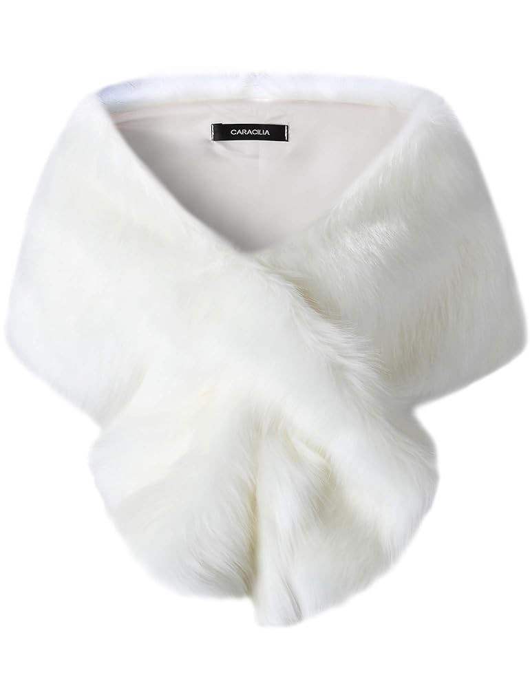Caracilia Women Luxury Faux Fur Coat Jackets Wrap Cape Shawl for Wedding Party | Amazon (US)