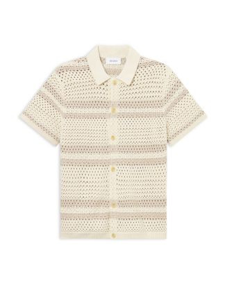Les Deux Gianni Short Sleeve Striped Open Knit Shirt  | Bloomingdale's Men | Bloomingdale's (US)