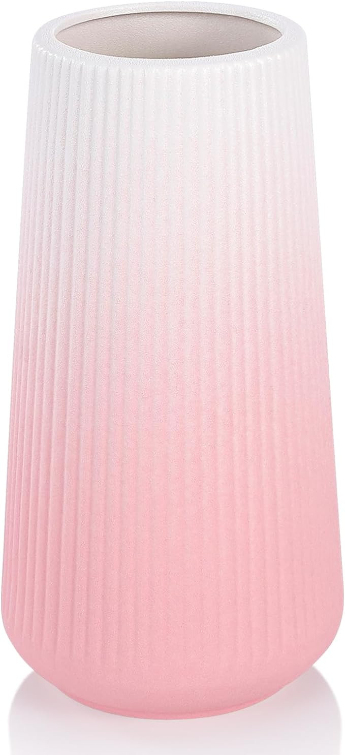 Gradient Pink Ceramic Vase, Small Oblong Vase for Home Decor, Holds Water, Anti-Slip Base, Wide M... | Amazon (CA)