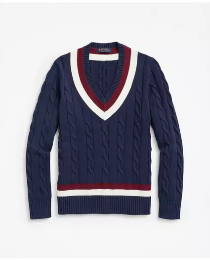 Vintage-Inspired Tennis V-Neck Sweater in Supima® Cotton | Brooks Brothers