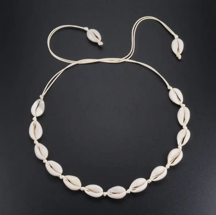 Dainty Handmade White Rope Sea Shell Cowrie Beads Beach Choker Pendant Necklace  | eBay | eBay UK