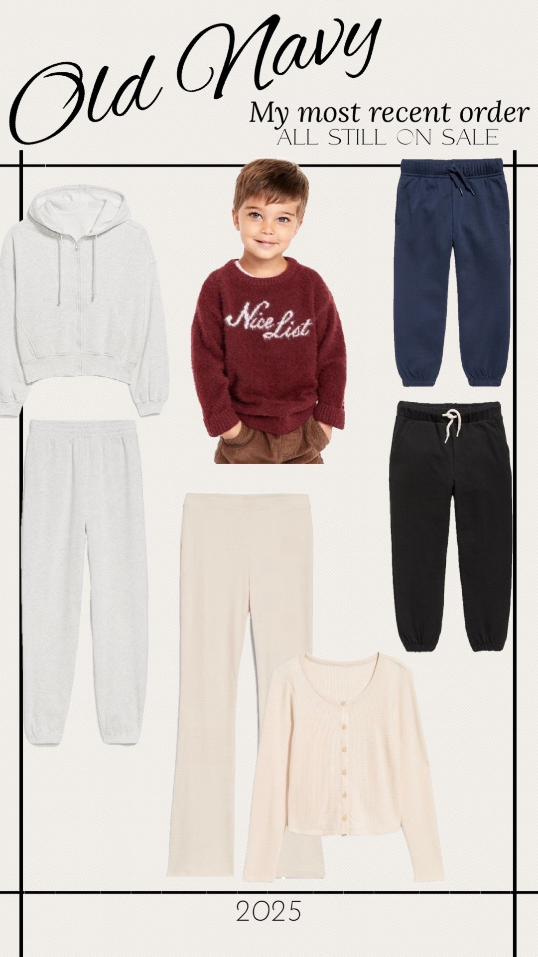 Old navy- what I ordered on Black Friday 
Small zipper hoodie
XS joggers
Small pajamas set
For Lennox
Nice list sweater 5T
Joggers 5T

#LTKKids #LTKmomlife #LTKHoliday
