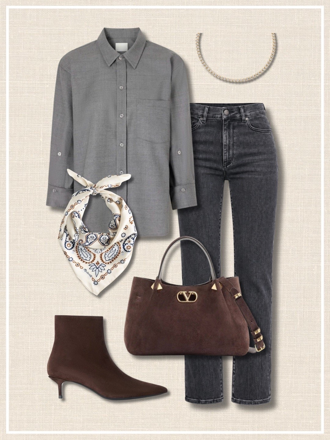 Love the combination of brown and gray! It just feels so chic and cool.  

I wore this button up for two days straight after buying it! It’s so good and perfect for fall. True to size.