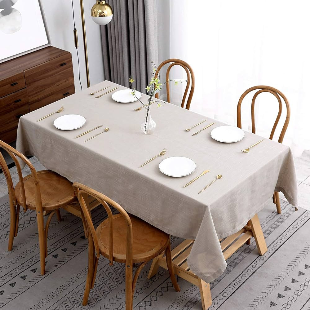 maxmill Lux Faux Linen Table Cloth with Slubby Yarn Textured Weaves Wrinkle Free Anti-Shrink Soft... | Amazon (US)