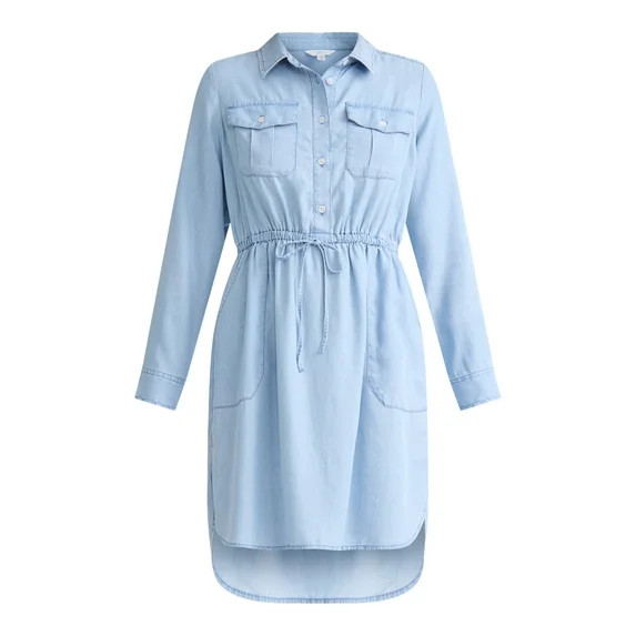 Time and Tru Women’s Soft Chambray Utility Shirt Dress, Sizes XS-XXXL | Walmart (US)