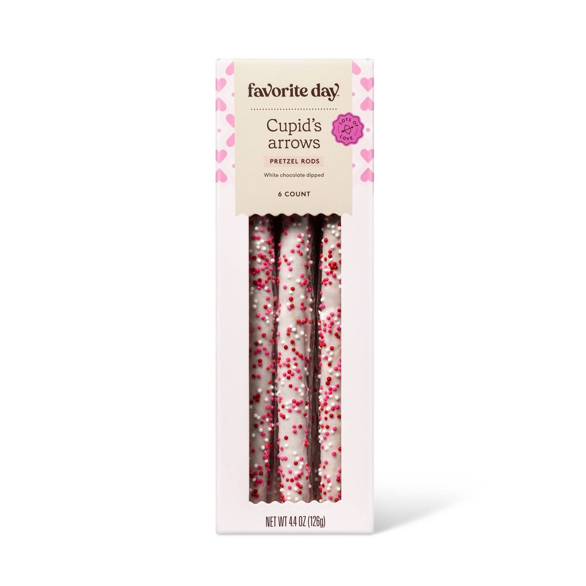 Valentine's Pretzel Rods Dipped in White Chocolate with Nonpareils - 5.5oz - Favorite Day™ | Target