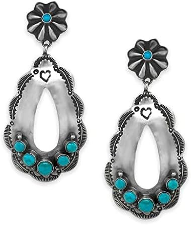 Genuine Sleeping Beauty Turquoise Earrings, Oxidized Sterling Silver, Authentic Navajo Native Ame... | Amazon (US)