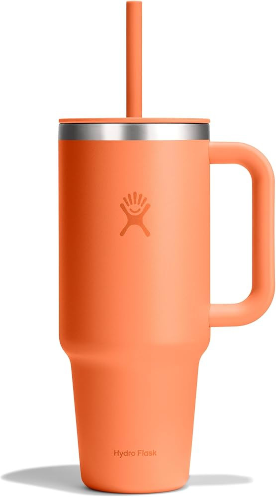 Hydro Flask Travel Tumbler with Handle, Lid and Straw - Insulated Stainless Steel in 40 Oz Nectar... | Amazon (US)