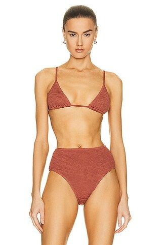 Bond Eye Luana Triangle Bikini Top in Terracotta Tiger | FWRD | FWRD 