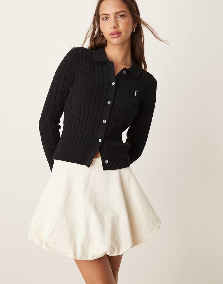 Mango bubble hem mini skirt in white denim | ASOS (Global)