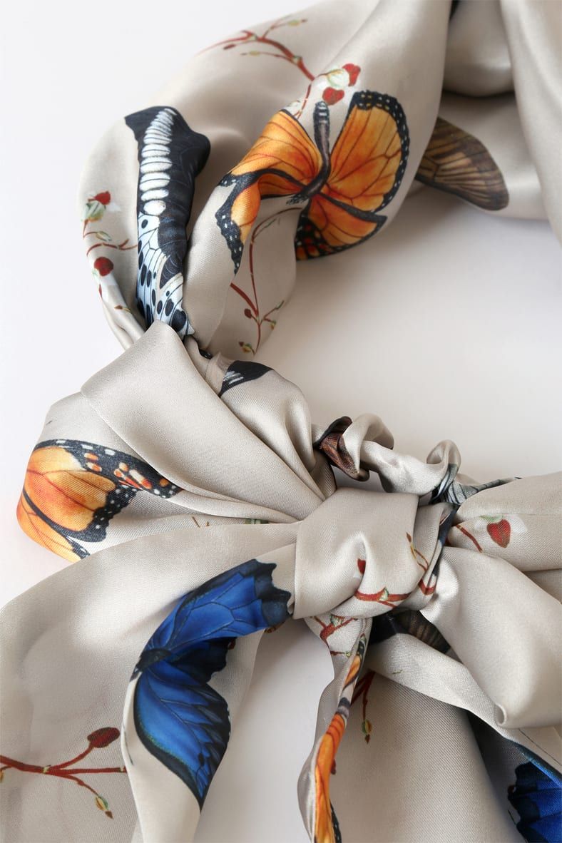 Retro Grey Butterfly Satin Hair Scarf | Lulus (US)