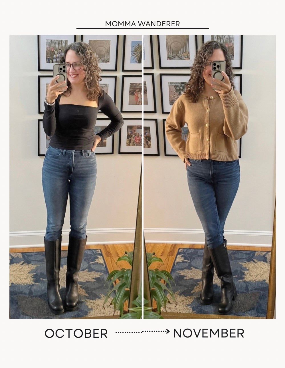 Today’s style on the left, ready for November on the right. Added a cardigan and ready! 

#LTKOver40 #LTKPetite #LTKSeasonal