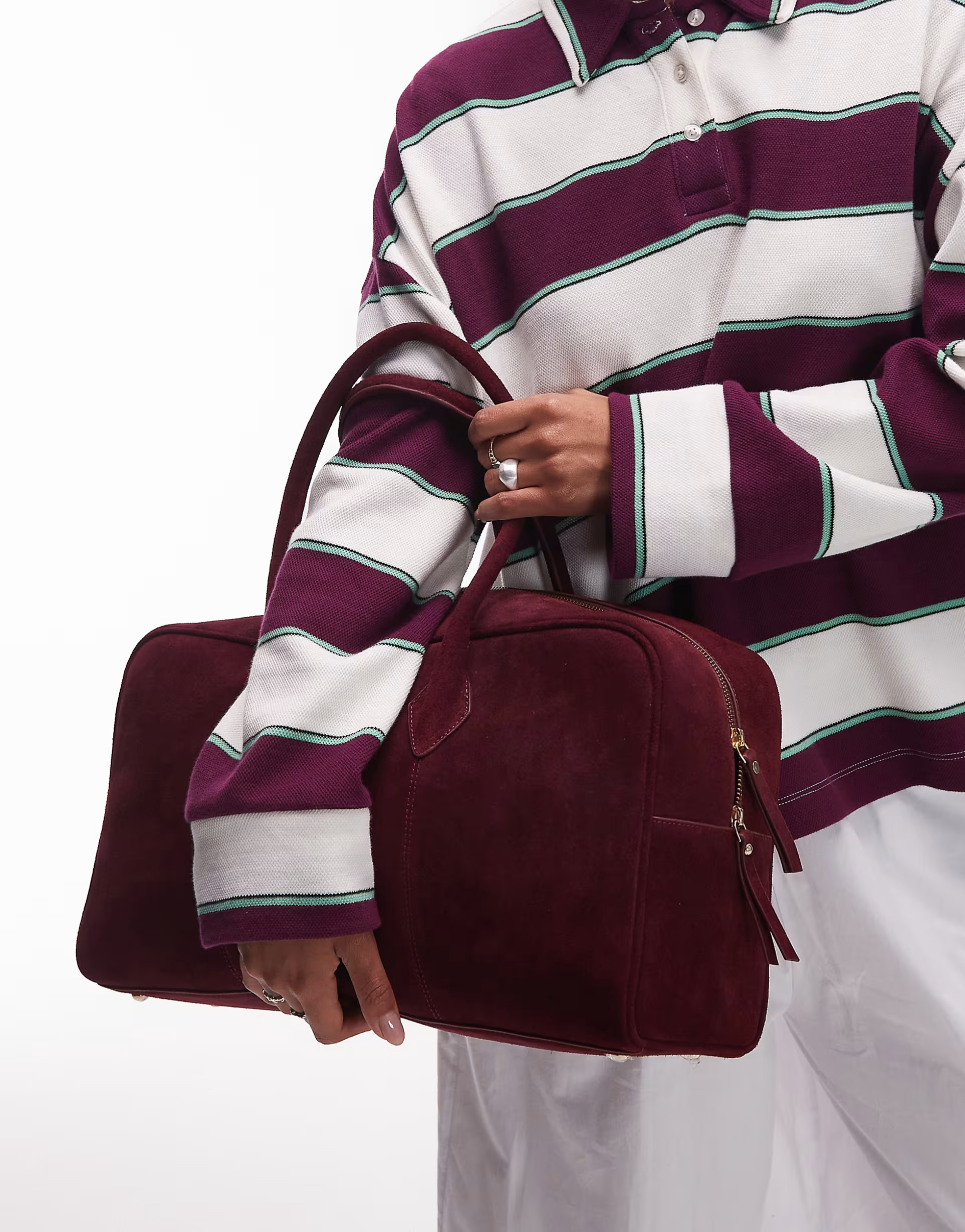 Urbancode suede bowling bag in brugundy | ASOS (Global)