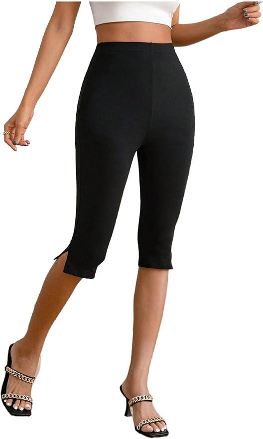 MakeMeChic Women's Capri Pants High Waisted Yoga Workout Leggings | Amazon (US)