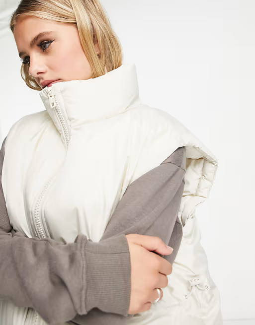 Weekday oversized padded vest in beige | ASOS (Global)