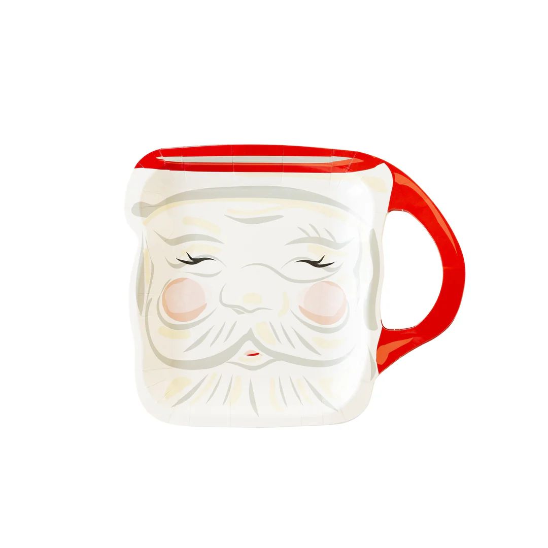 Christmas Baubles Santa Face Mug Shaped Paper Plate | My Mind's Eye