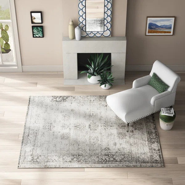 Brandt Floral Beige/Gray Area Rug | Wayfair North America