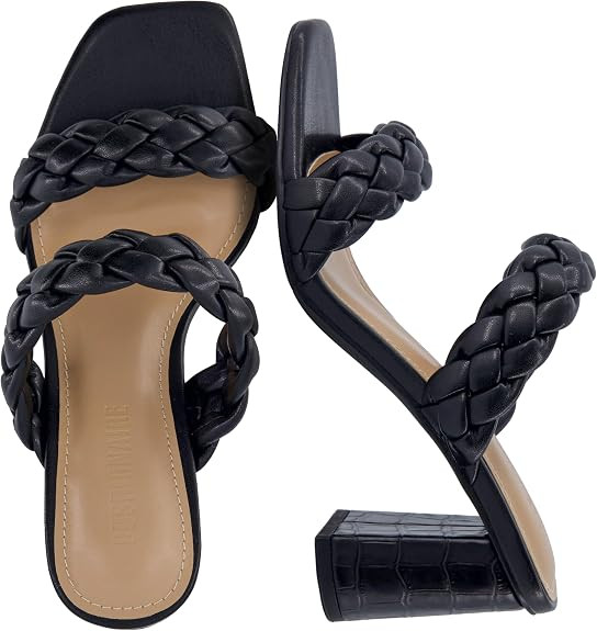 CUSHIONAIRE Irine Chunky Heels for Women, Braided Block Heel Sandals with Square Toe and Memory F... | Amazon (US)