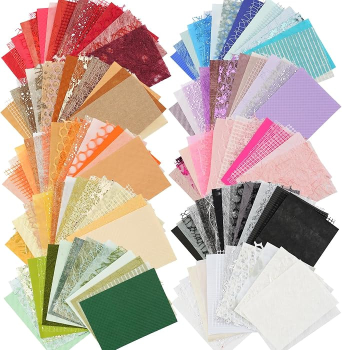 160 Sheets Textured Scrapbook Paper and Mesh Fabric Assorted Set | Amazon (US)