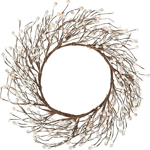 Whonline 18 Inches Pip Berry Wreath Off White Winter All Season Wreath for Festival Celebration F... | Amazon (US)