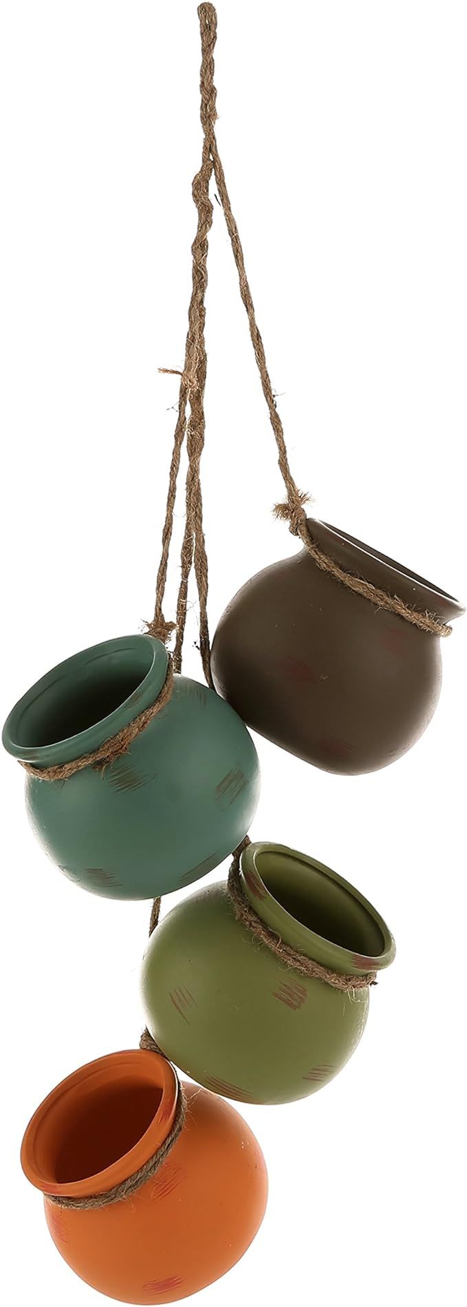 MyGift Dangling Southwest Desert Color Ceramic 4 Pot Set, Wall or Ceiling Mount Hanging Mini Flow... | Amazon (US)