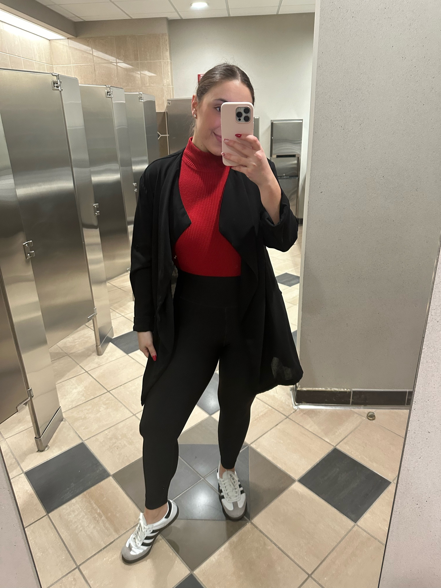 Top is a hammy down from my moms (linking similar) 
My go to leggings - size Medium 
Jacket (can’t find exact link so linked similar) 
Shoes - big kid size 7 ($20 cheaper than womens size!) 

#LTKSeasonal #LTKworkwear #LTKSpringSale