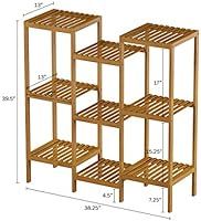 Pure Garden 50-LG5004 Multi-Level Plant Stand-Freestanding 9 Shelf Bamboo Storage Rack, Wooden | Amazon (US)