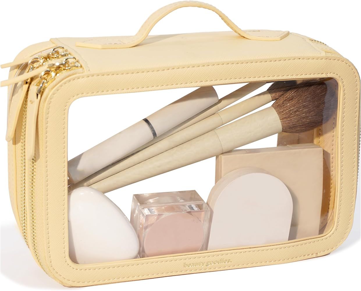 Beauty Goodies Travel Makeup Bag Organizer Cosmetic Bag, Beige Cosmetic Travel Bag Beige Makeup C... | Amazon (US)