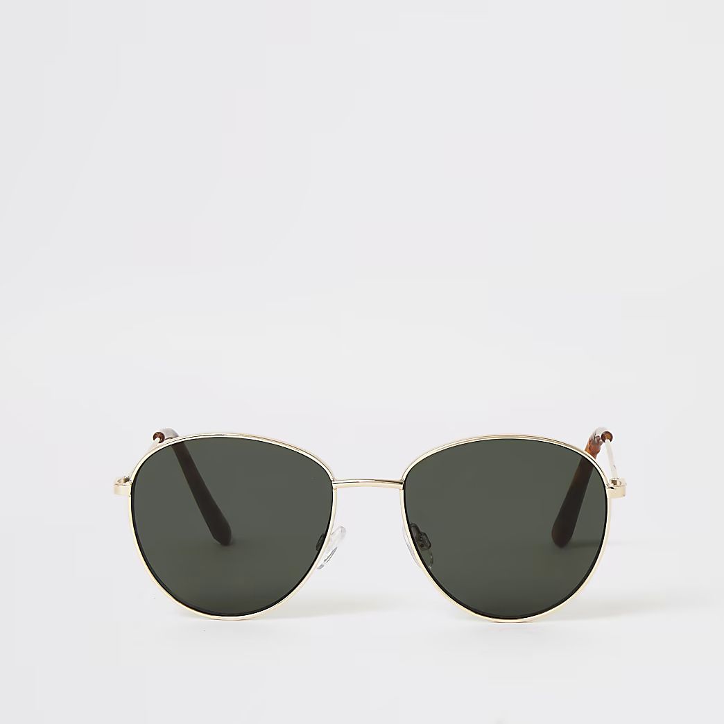 Gold round green tinted sunglasses | River Island (UK & IE)