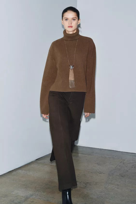 95% WOOL HIGH COLLAR JUMPER | Zara US