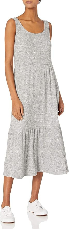 Amazon Brand - Daily Ritual Women's Standard-Fit Cozy Knit Rib Tiered Tank Dress | Amazon (US)