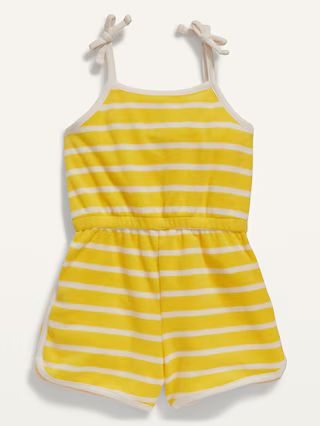 Striped Tie-Shoulder Loop-Terry Romper for Toddler Girls | Old Navy (US)