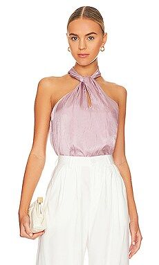 JONATHAN SIMKHAI STANDARD Katana Twist Front Halter Top in Dusty Rose from Revolve.com | Revolve Clothing (Global)