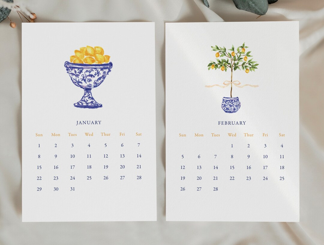 2023 Desk Calendar Chinoiserie Topiaries Lemons Lavender - Etsy | Etsy (US)