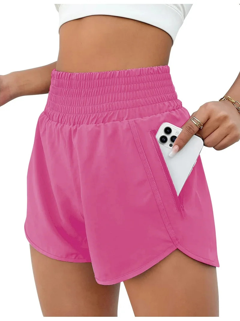 Rosvigor Womens Athletic Shorts High Waisted Running Shorts Gym Workout Shorts with Pockets | Walmart (US)