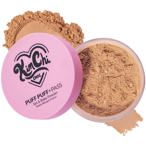 KimChiChic Beauty Puff Puff Pass Set and Bake Setting Powder for Makeup, Extra Fluffy Loose Face Powder Poof, Soft Natural Face Makeup for Uneven Skin Tone, 05 Suntan | Amazon (US)