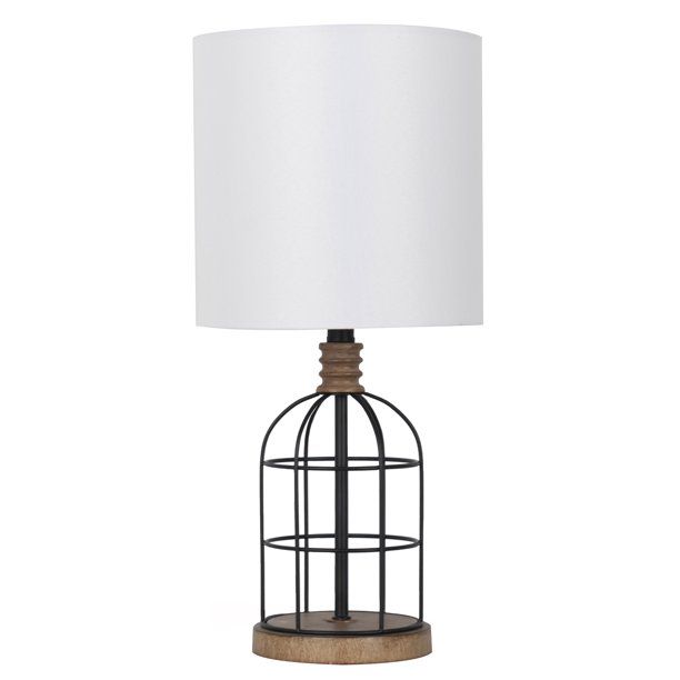 Mainstays Cage Metal and Wood Table Lamp, Black | Walmart (US)
