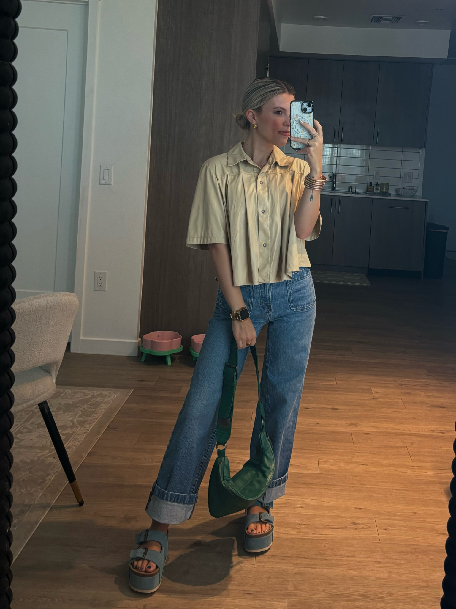 Anthro top, Madewell jeans, and platform shoes all paired well for a casual work outfit 

#LTKStyleTip #LTKShoeCrush #LTKWorkwear