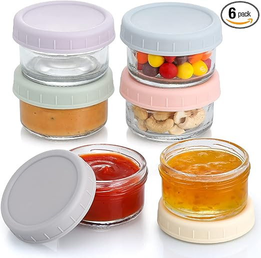 VITEVER [6 Pack] Salad Dressing Container To Go, 2.7 oz Glass Small Condiment with Lids, Dipping ... | Amazon (US)