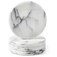 Koville Marble Coaster Set of 4, Round Coasters, 4" Stone Coaster for Drinks Coffee, Marble Coast... | Amazon (US)