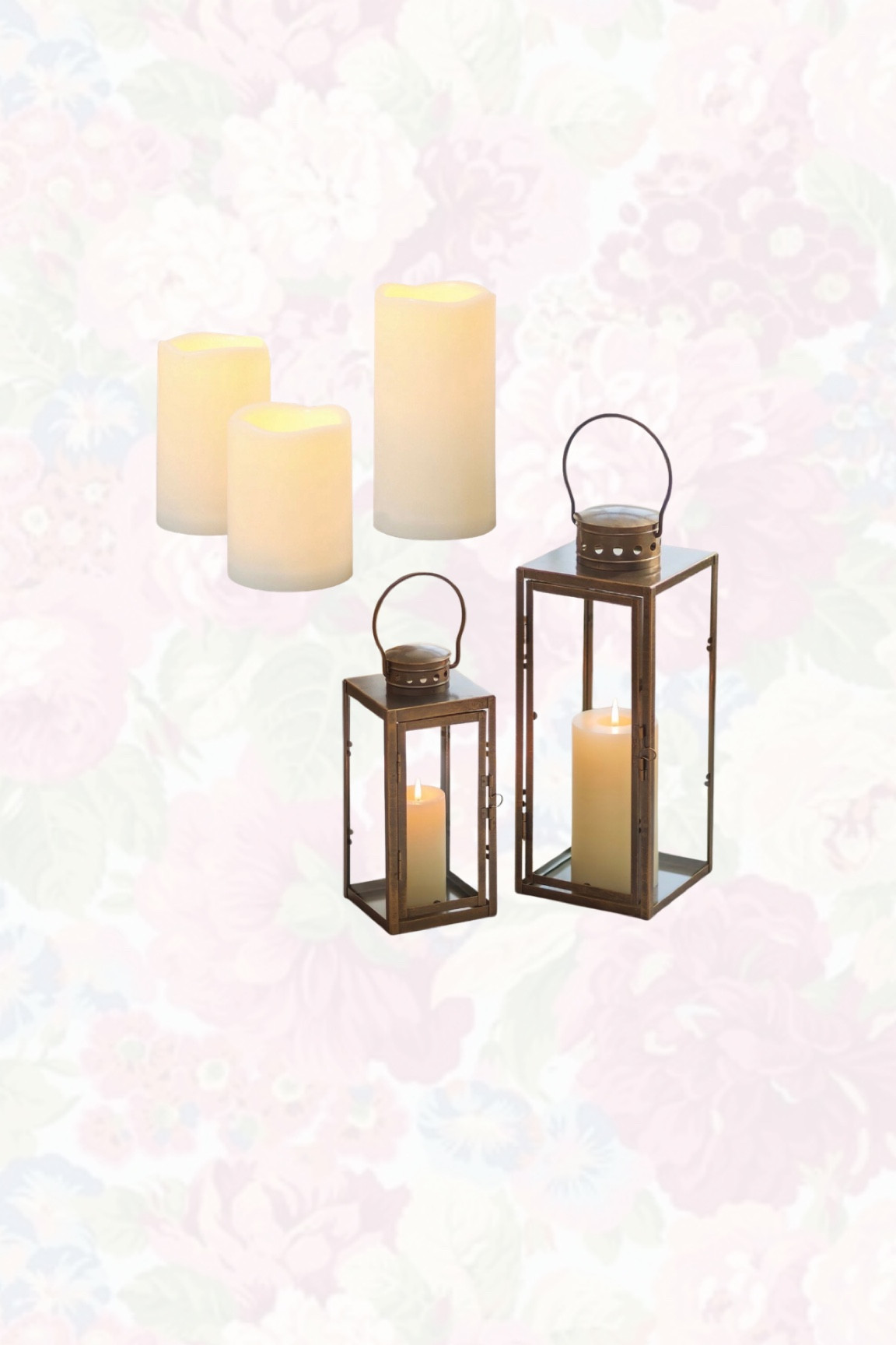 Stumbled across these brass lanterns and timed LED candles for the outdoor areas. I love that they come on at the same time each day and give such a cozy feel to our patios. 