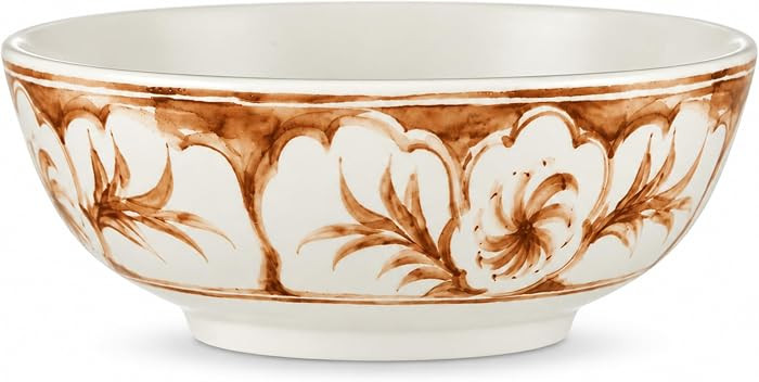 Brown Floral Chinoiserie Bowl 10In Hand Painted Stoneware Decorative Vase | Amazon (US)
