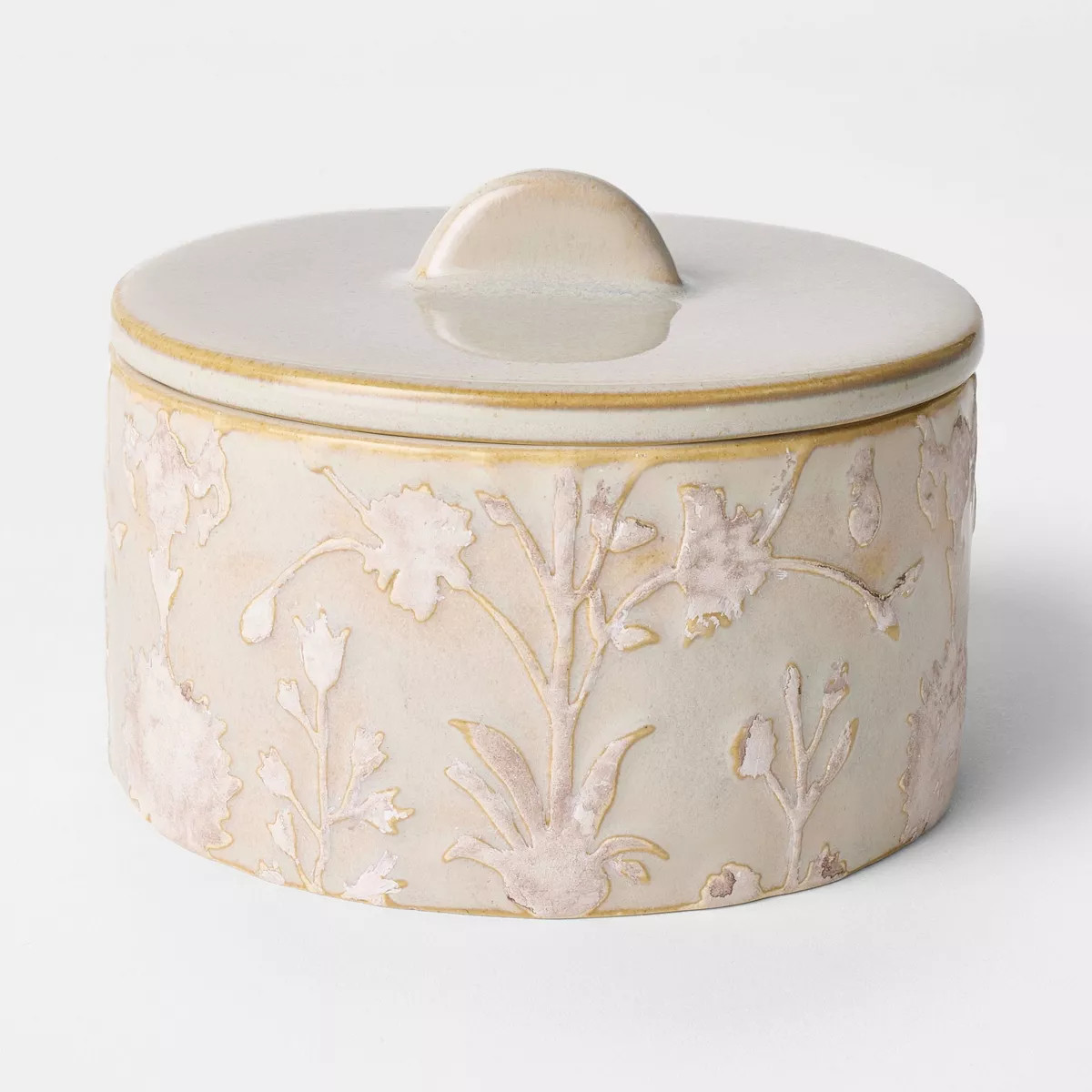 5" Floral Ceramic Canister Off-White - Threshold™ designed with Studio McGee | Target