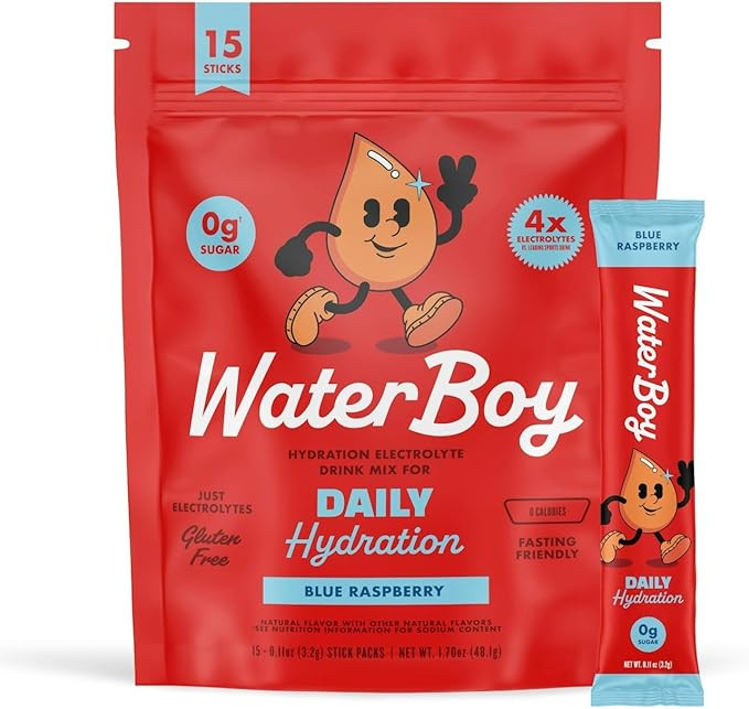 Waterboy Daily Hydration | 1,570mg Electrolyte Powder Packets | No Sugar, All Natural, Gluten Fre... | Amazon (US)